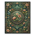 Elegant Emerald Floral Medallion Illustration Rug