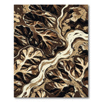 Earthy Brown Abstract River Topography Rug
