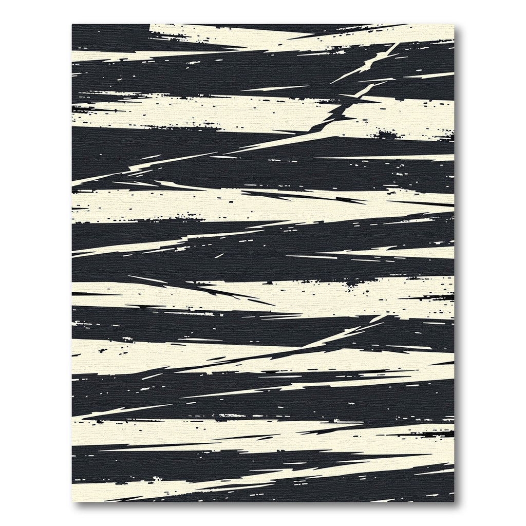Modern Monochrome Abstract Jagged Stripe Rug