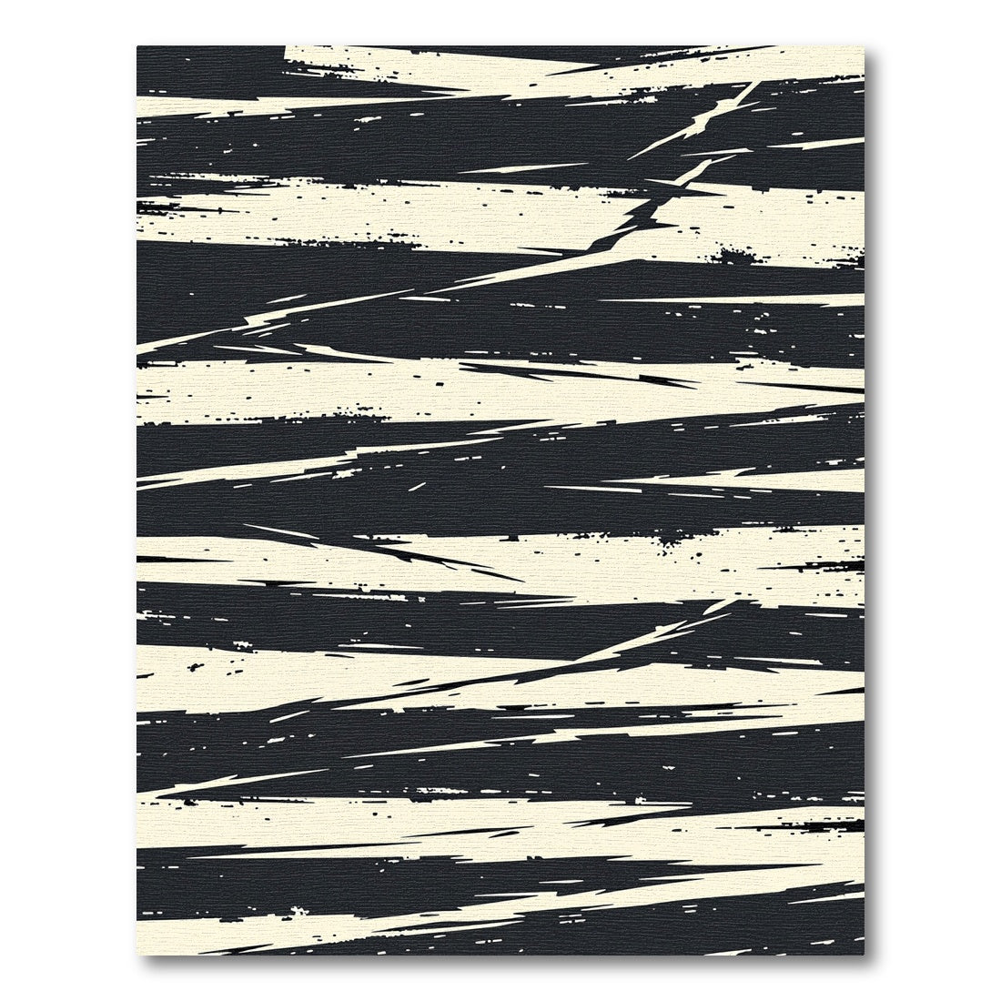 Modern Monochrome Abstract Jagged Stripe Rug