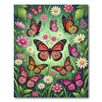 Vibrant Monarch Butterflies Amidst Flowers Rug