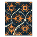 Midcentury Orange Starburst Curved Geometric Rug
