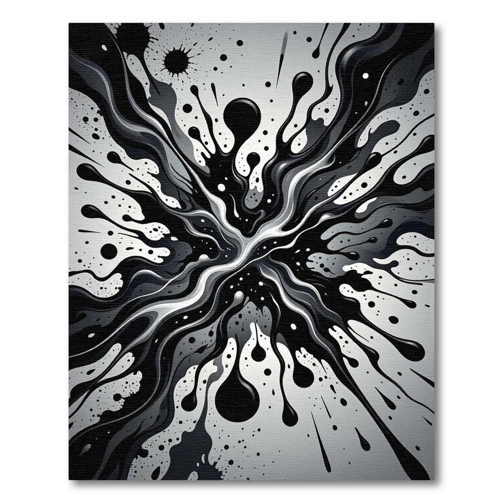 Monochromatic Black Fluid Splash Rug