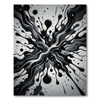Monochromatic Black Fluid Splash Rug