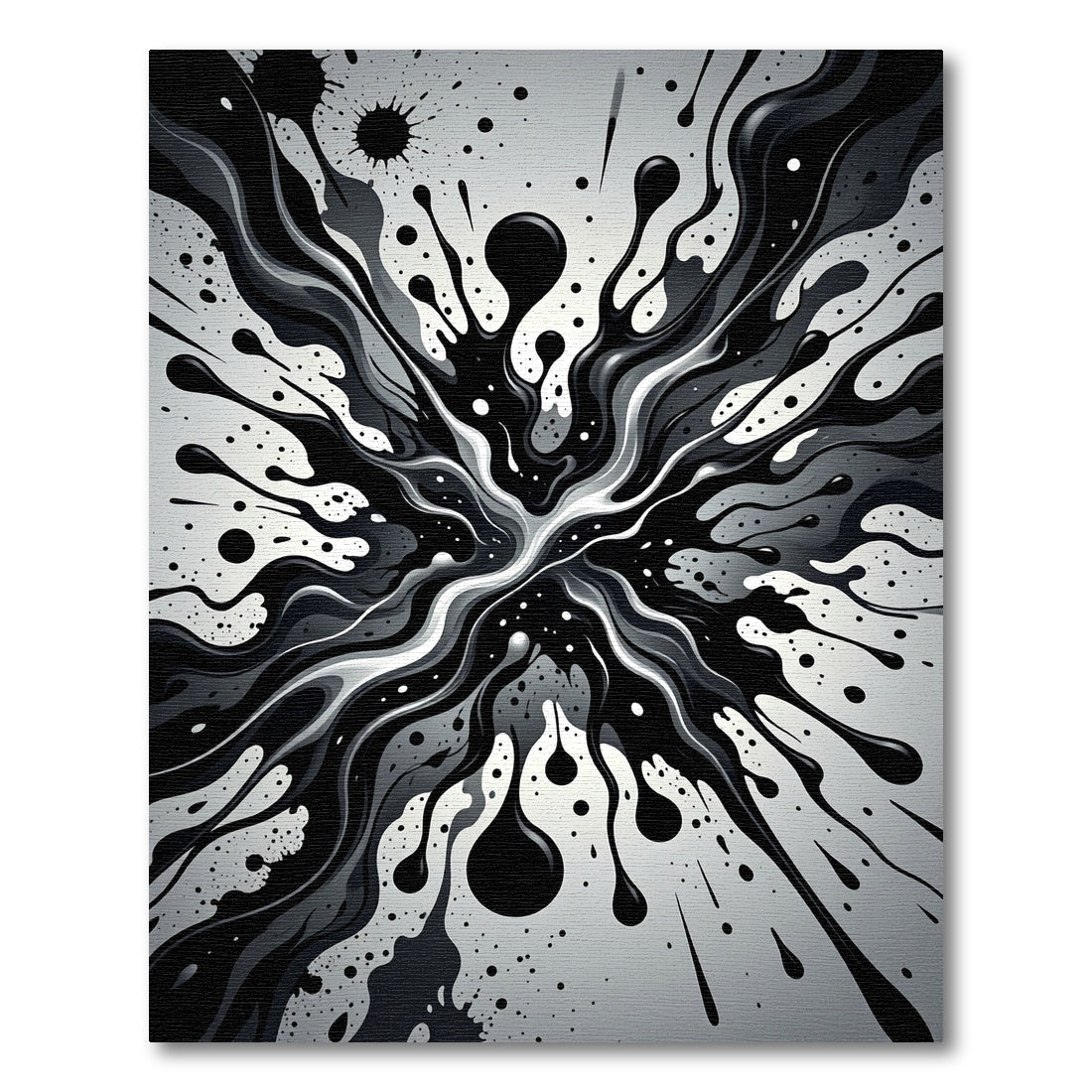 Monochromatic Black Fluid Splash Rug