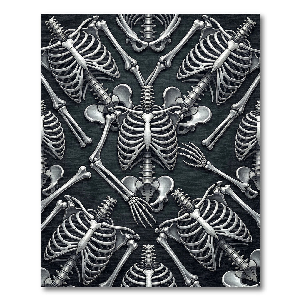 Gothic Monochrome Skeletal Anatomy Art Rug