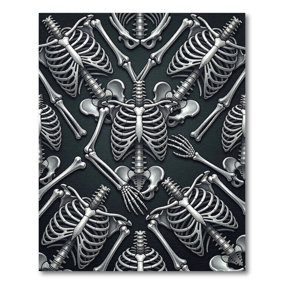Gothic Monochrome Skeletal Anatomy Art Rug