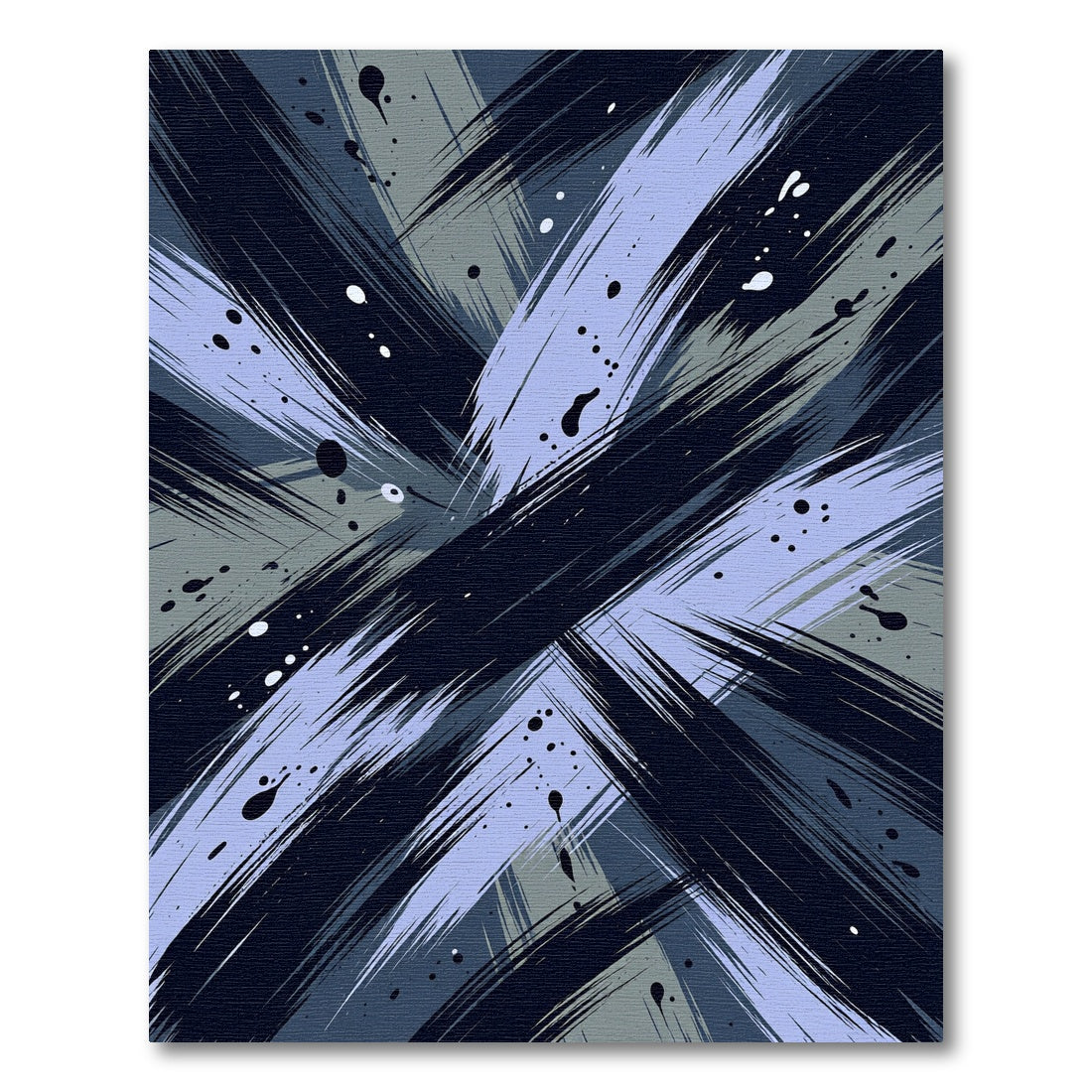 Abstract Blue Gray Brushstroke Splatter Rug