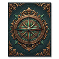 Ornate Golden Compass Medallion Area Rug