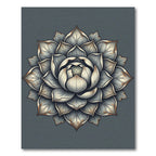 Elegant Silver Lotus Medallion Rug