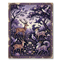 Enchanted Purple Forest Deer Meadow Rug