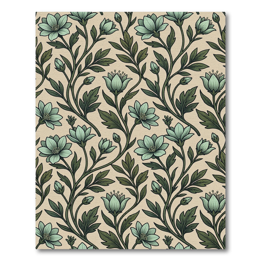 Sage Green Floral Botanical Creamsicle Rug