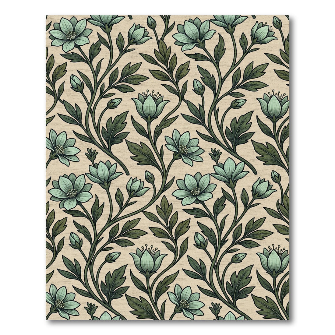 Sage Green Floral Botanical Creamsicle Rug