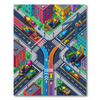 Vibrant Isometric City Construction Play Area Rug