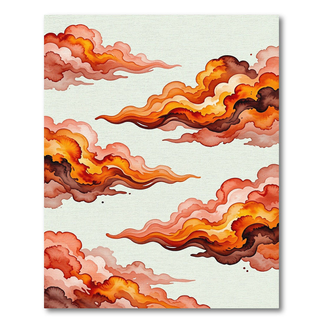 Ethereal Sunset Orange Abstract Cloud Wave Rug