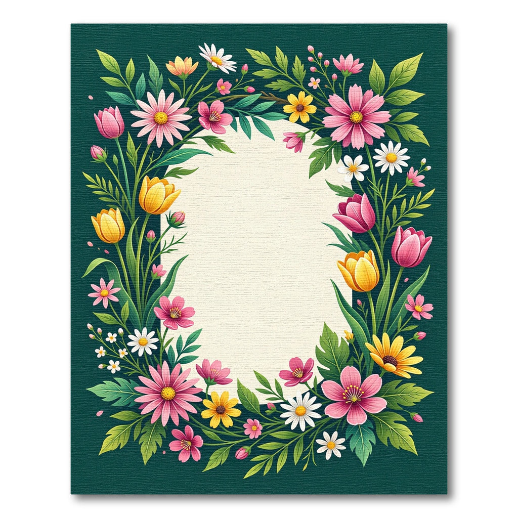 Vibrant Pink Yellow Floral Border Rug