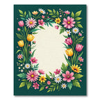 Vibrant Pink Yellow Floral Border Rug