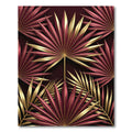Luxurious Gold and Burgundy Tropical Palm Rug