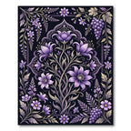 Elegant Purple Floral Botanical Garden Rug