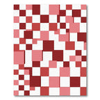 Modern Crimson Pink Block Grid Rug
