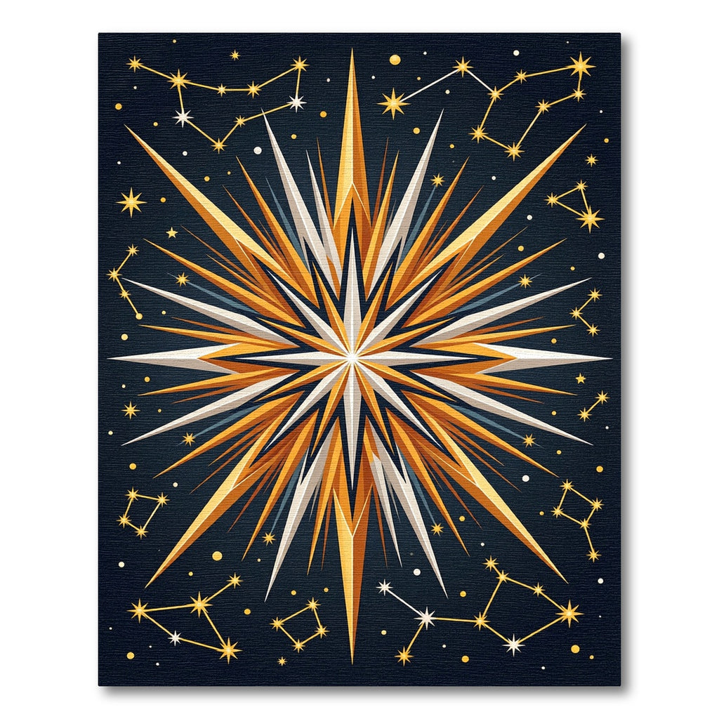 Golden Starburst Constellation Night Rug