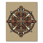 Bronze Orange Cross Sunburst Mandala Rug