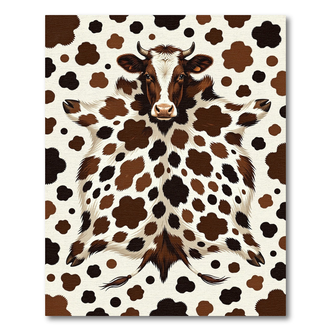 Brown and White Spotted Highland Cow Rug