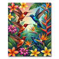 Vibrant Tropical Hummingbird Jungle Floral Rug