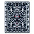 Navy Crimson Vine Scroll Medallion Rug
