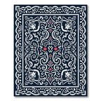 Navy Crimson Vine Scroll Medallion Rug