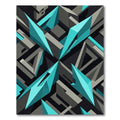 Cyan Geometric Abstract 3D Sharp Angular Rug