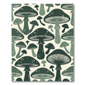 Dark Green Whimsical Botanical Mushroom Forest Rug