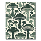 Dark Green Whimsical Botanical Mushroom Forest Rug