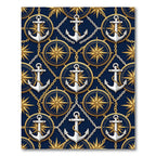 Nautical Anchor Compass Chain Emblem Rug