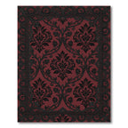Gothic Crimson Black Ornate Damask Rug