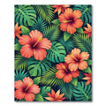 Tropical Vibrant Orange Hibiscus Foliage Rug