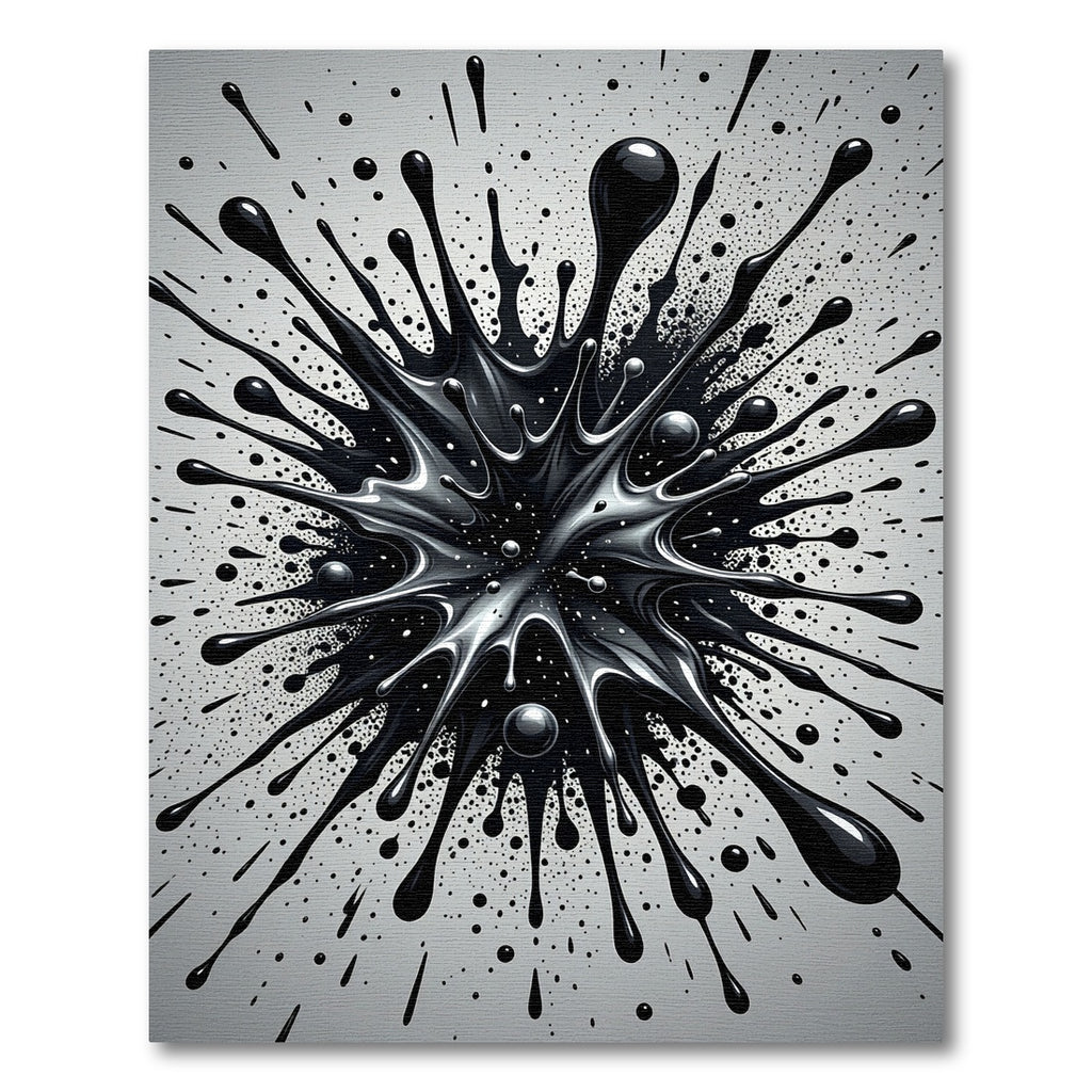 Monochrome Liquid Ink Splash Abstract Rug