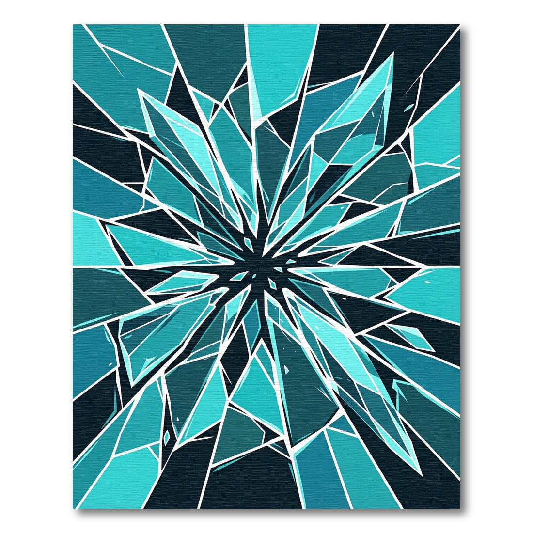 Abstract Teal Shards Geometric Radiance Rug