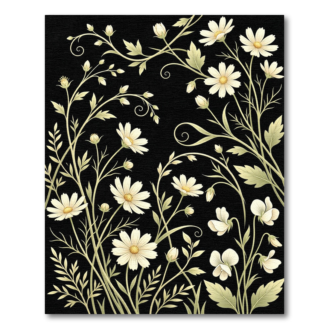 Cream Floral Vine Scroll Rug