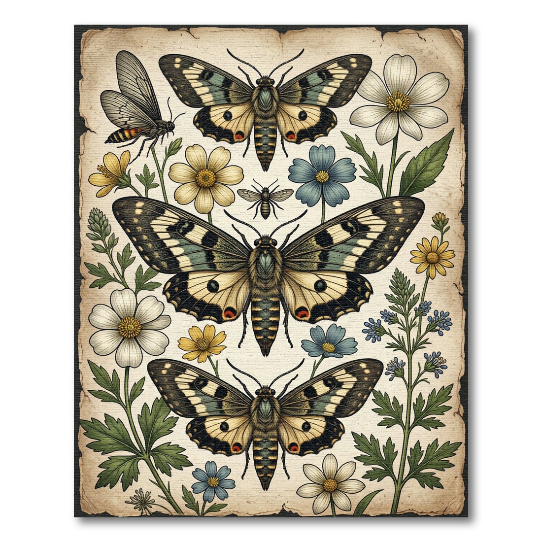 Whimsical Muted Floral Butterfly Garden Rug
