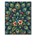 Vibrant Peacock Feathers and Tropical Blooms Rug