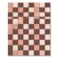Brown Peach Tonal Block Check Rug