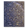 Elegant Indigo Gold Star Floral Medallion Rug