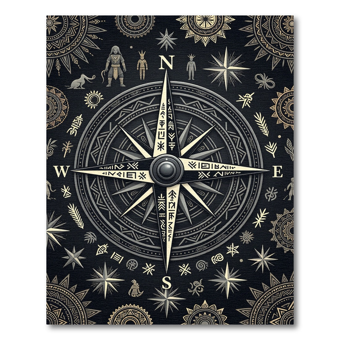 Celestial Golden Compass Ancient Astral Rug