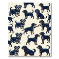 Playful Black and Brown Dog Illustration Rug