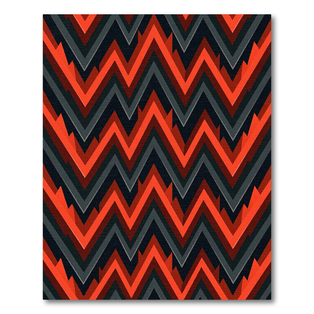 Bold Red Gray Zigzag Pattern Rug