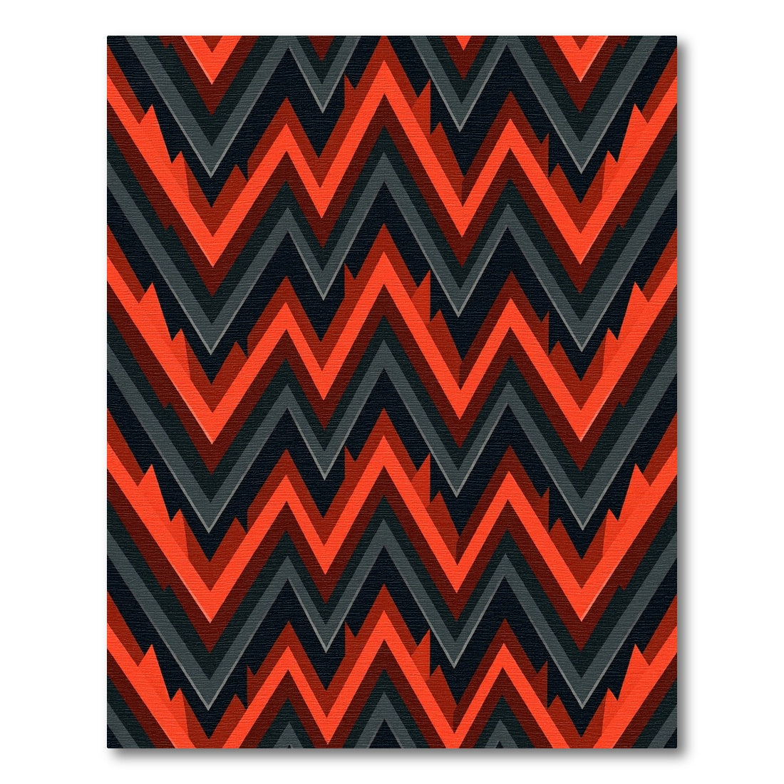 Bold Red Gray Zigzag Pattern Rug
