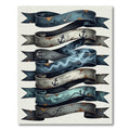 Nautical Anchor Ribbon Coastal Blue Scroll Rug