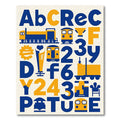 Retro Blue Yellow Transportation Alphabet Rug