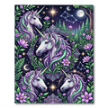 Mystical Purple Unicorn Celestial Floret Garden Rug